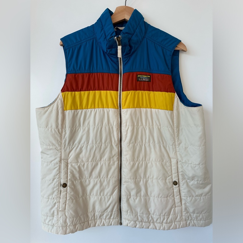 Retro L.L. Bean Puffy Vest w/Stripes, Size 1X Plus